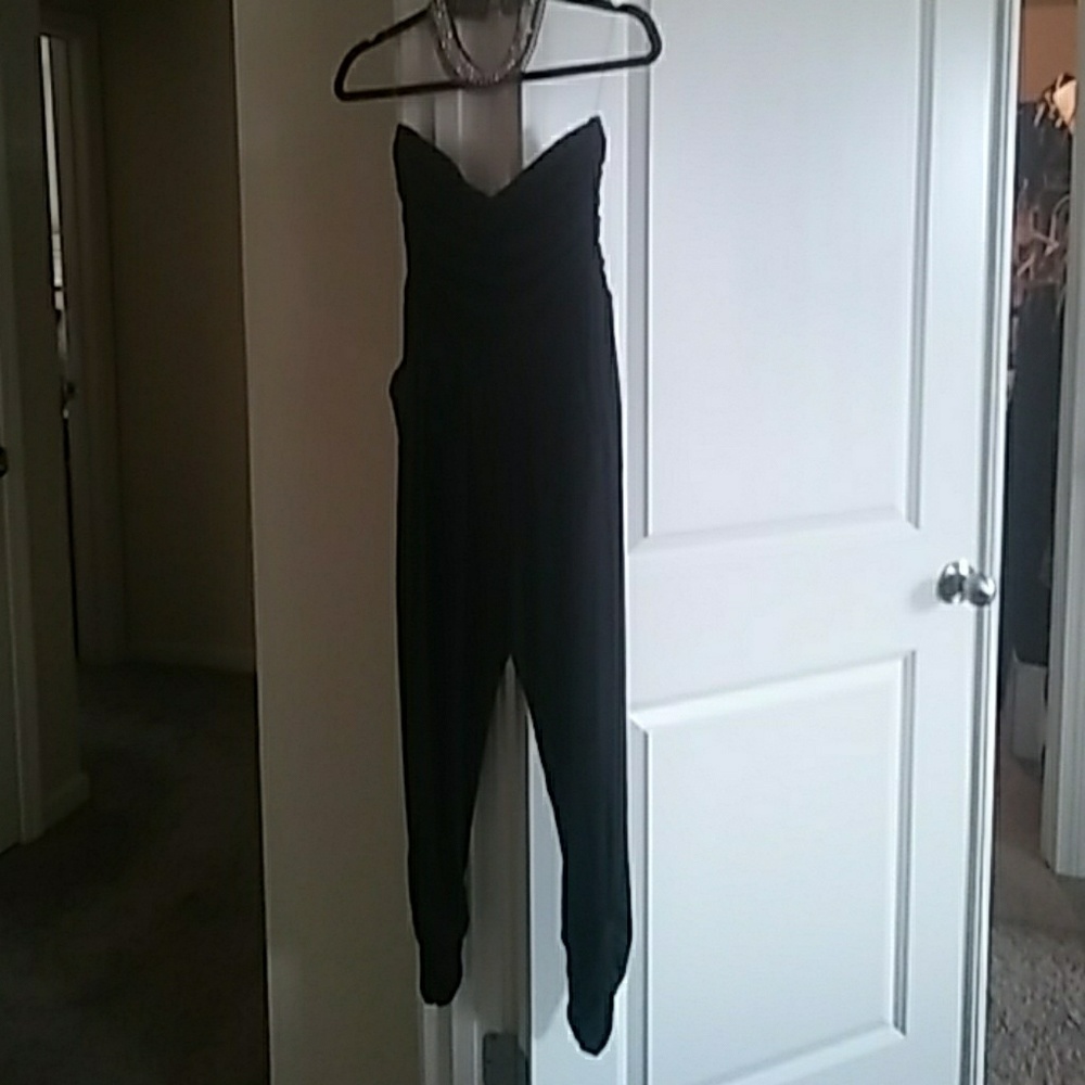 Black strap less jumpsuit